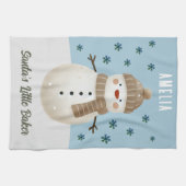 Cute Snowman Snowflakes Santa's Little Baker Kid Theedoek (Horizontaal)