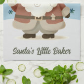 Cute Snowman Snowflakes Santa's Little Baker Kid Theedoek (Gevouwen)