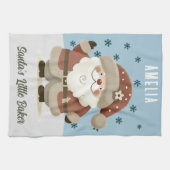 Cute Snowman Snowflakes Santa's Little Baker Kid Theedoek (Horizontaal)