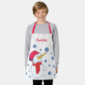 Cute Snowman Snowflakes Tekenen Kerstmis Schort (Gedragen)