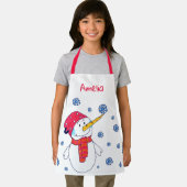 Cute Snowman Snowflakes Tekenen Kerstmis Schort (Insitu)