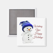 Cute Snowman Square Magnet (Voorkant / Achterkant)