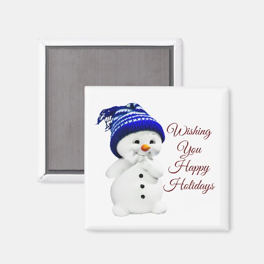 Cute Snowman Square Magnet (Voorkant / Achterkant)