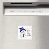 Cute Snowman Square Magnet (Insitu (Vaatwasser))