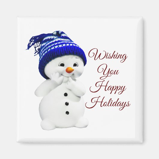 Cute Snowman Square Magnet (Voorkant)