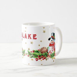 Cute Snowman Stars Aangepaste naam Kerstmis Mok