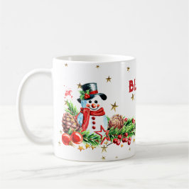 Cute Snowman Stars Aangepaste naam Kerstmis Mok