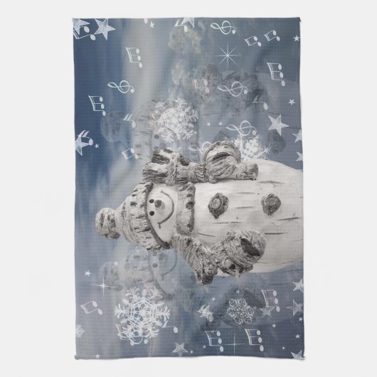 Cute Snowman Theedoek (Verticaal)