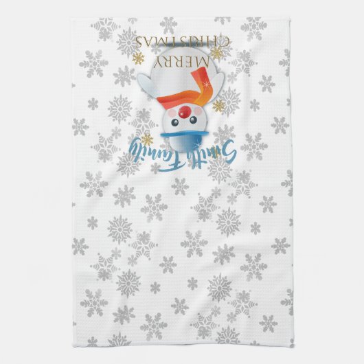 Cute Snowman Theedoek (Verticaal)