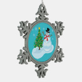 Cute Snowman Tin Sneeuwvlok Ornament (Links)