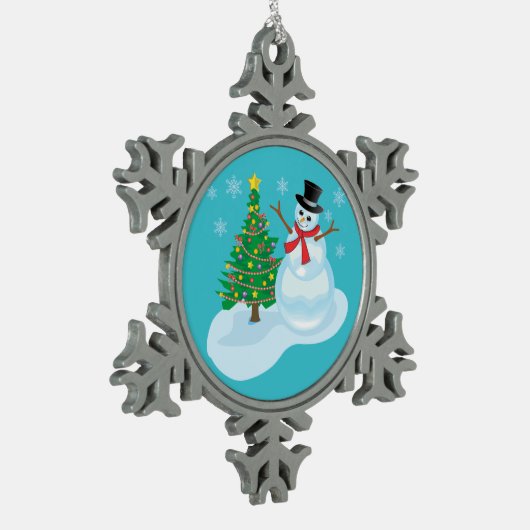 Cute Snowman Tin Sneeuwvlok Ornament (Links)