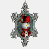 Cute Snowman Tin Sneeuwvlok Ornament (Links)