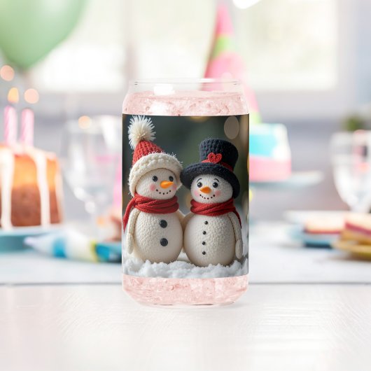 cute snowman together blikvorm glas (Insitu (Verjaardag))