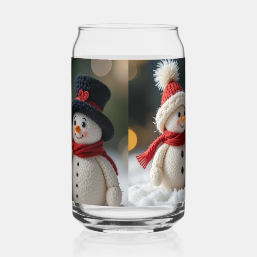 cute snowman together blikvorm glas (Rechts)