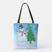 Cute Snowman Tote Bag (Achterkant)