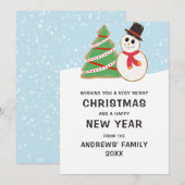 Cute Snowman Tree Cookie Illustratie Kerstmis Feestdagenkaart (Voorkant / Achterkant)