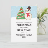 Cute Snowman Tree Cookie Illustratie Kerstmis Feestdagenkaart (Staand voorkant)
