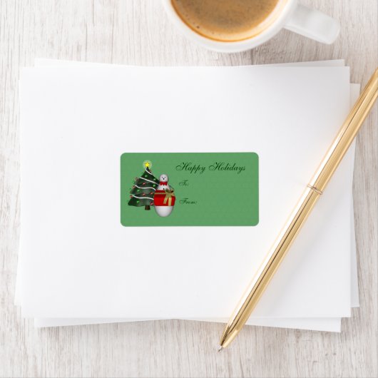 Cute Snowman Tree Holiday Gift Label (Insitu)