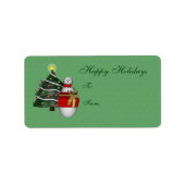 Cute Snowman Tree Holiday Gift Label (Voorkant)