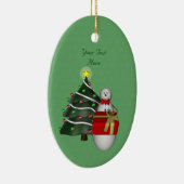 Cute Snowman Tree Holiday  Keramisch Ornament (Rechts)