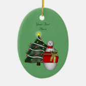 Cute Snowman Tree Holiday Keramisch Ornament (Voorkant)
