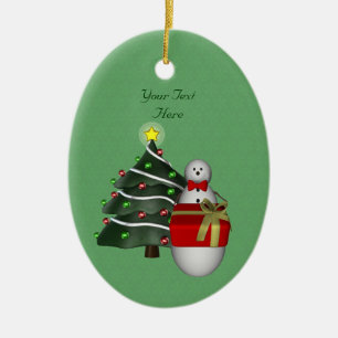 Cute Snowman Tree Holiday Keramisch Ornament