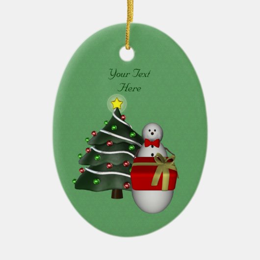 Cute Snowman Tree Holiday  Keramisch Ornament (Voorkant)