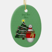 Cute Snowman Tree Holiday  Keramisch Ornament (Achterkant)