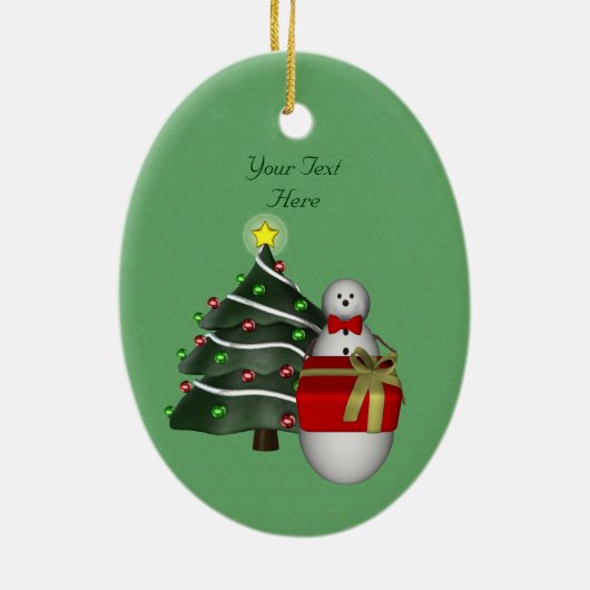 Cute Snowman Tree Holiday  Keramisch Ornament (Achterkant)