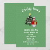 Cute Snowman Tree Present Christmas Holiday  Kaart (Voorkant / Achterkant)