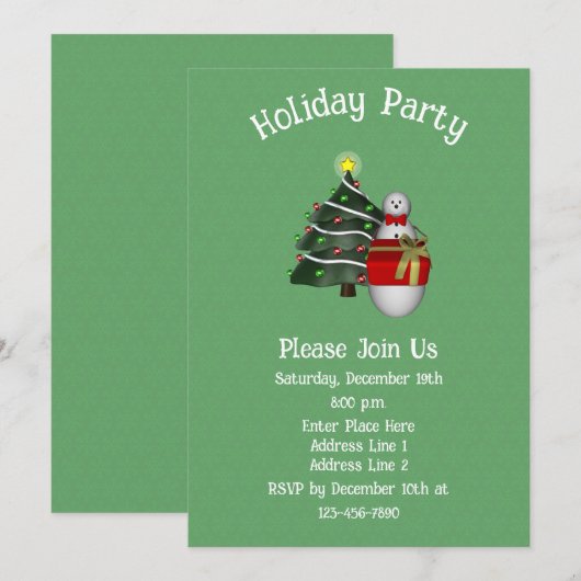 Cute Snowman Tree Present Christmas Holiday  Kaart (Voorkant / Achterkant)