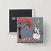 Cute Snowman Vierkante Button 5,1 Cm (Voorkant /achterkant)