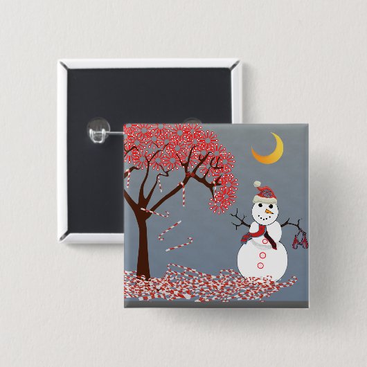 Cute Snowman Vierkante Button 5,1 Cm (Voorkant /achterkant)