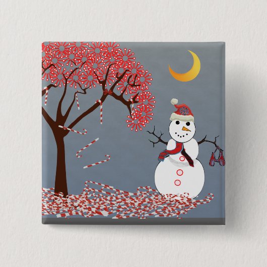 Cute Snowman Vierkante Button 5,1 Cm (Voorkant)
