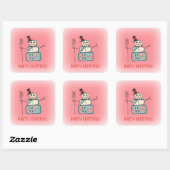 Cute Snowman Vierkante Sticker (Vel)