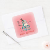 Cute Snowman Vierkante Sticker (Envelop)