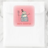 Cute Snowman Vierkante Sticker (Tas)