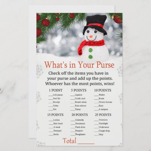 Cute snowman Wat zit er in je handtas? (Voorkant / Achterkant)