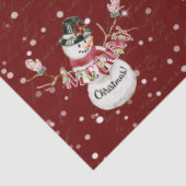 Cute Snowman Waterverf Merry kersttypografie Tissuepapier (Detail)