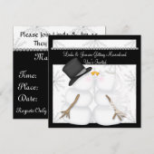 CUTE Snowman Wedding Invitations with Snowflakes Kaart (Voorkant / Achterkant)