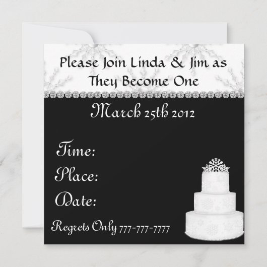 CUTE Snowman Wedding Invitations with Snowflakes Kaart (Achterkant)