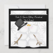 CUTE Snowman Wedding Invitations with Snowflakes Kaart (Voorkant)