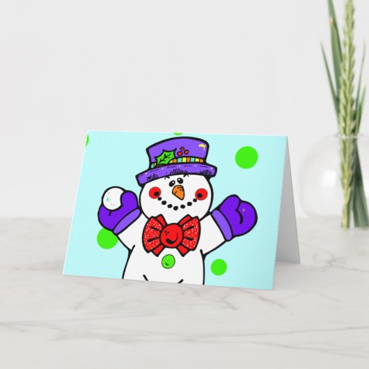 Cute Snowman Wenskaarten Feestdagen Kaart (Voorkant)
