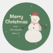 Cute Snowman | Whimsical Christmas Holiday Design Ronde Sticker (Voorkant)