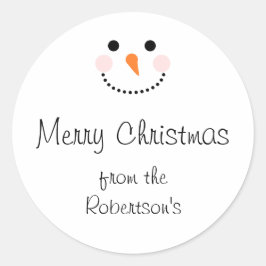 Cute Snowman White Merry Kerstmis Envelope Seal Ronde Sticker