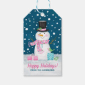 Cute Snowman Winter Kerstmis Cadeaulabel (Voorkant)