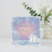 Cute Snowman & Winter Scene Kerstparty Kaart (Staand voorkant)