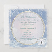 Cute Snowman & Winter Scene Kerstparty Kaart (Achterkant)