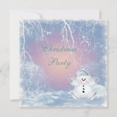 Cute Snowman & Winter Scene Kerstparty Kaart (Voorkant)
