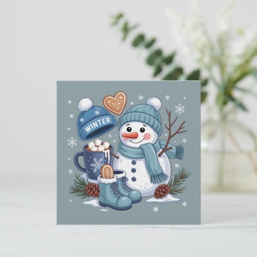 Cute Snowman Winter Season Vibes Christmas Holiday Kaart (Staand voorkant)